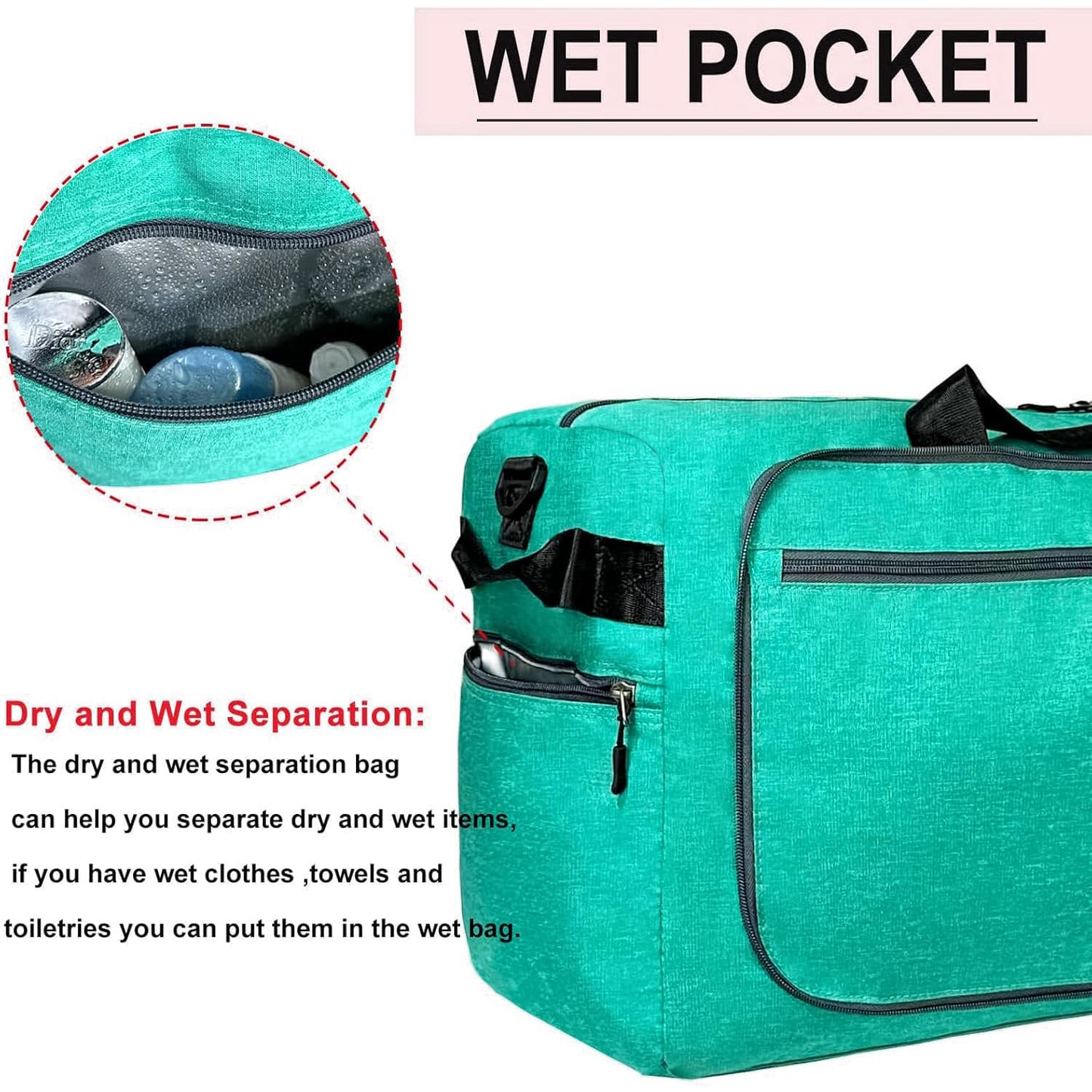 Travel Duffle Bag for Men, Large Foldable Duffel Bags for Traveling with Shoes & Wet Compartment Waterproof Weekender Gym Bag for Men Women(65LTeal)