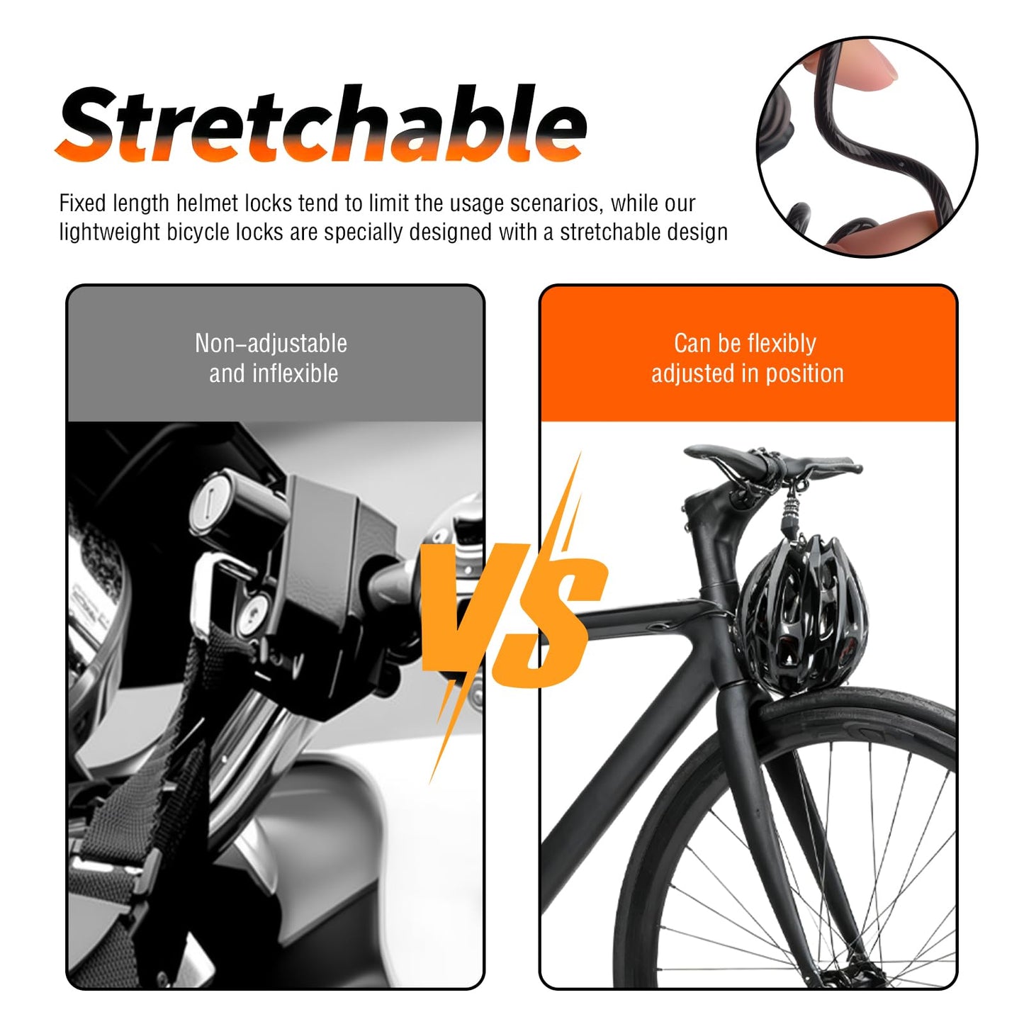 Motorcycle Helmet Lock with Retractable Cable & 4-Digit Combination,Anti Theft Bike Locks for Helmets Fit Through Small Holes,Lightweight Helmet Lock Motorcycle Accessories