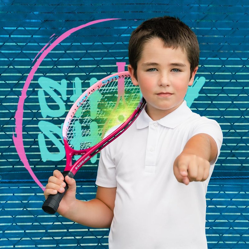 Shiny Shots 19-Inch Kids Tennis Racket - Lightweight Junior 19 inch Tennis Racket for Ages 4-6, Durable Aluminum with Kid-Sized Grip, & Big Sweet Spot
