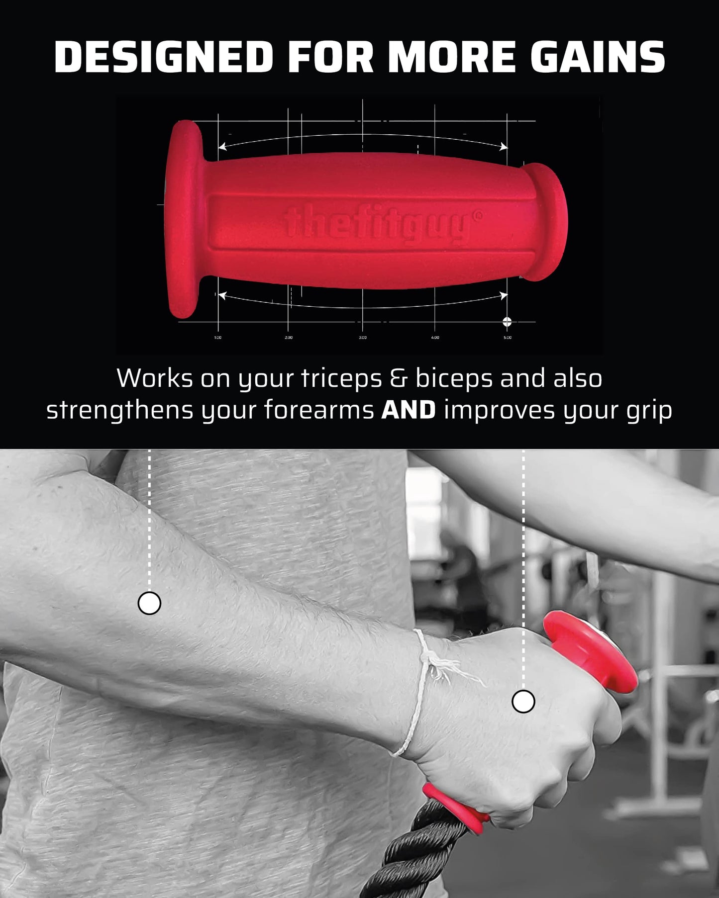 THEFITGUY 2 Ergonomic Tricep Ropes | 30" & 16.5" | Non-Slip Cable Attachment | Wrist Pressure Relief | Grip Strength, Forearm Activation | Home & Commercial Gym Accessory, For Cable Machine, Smart Gym