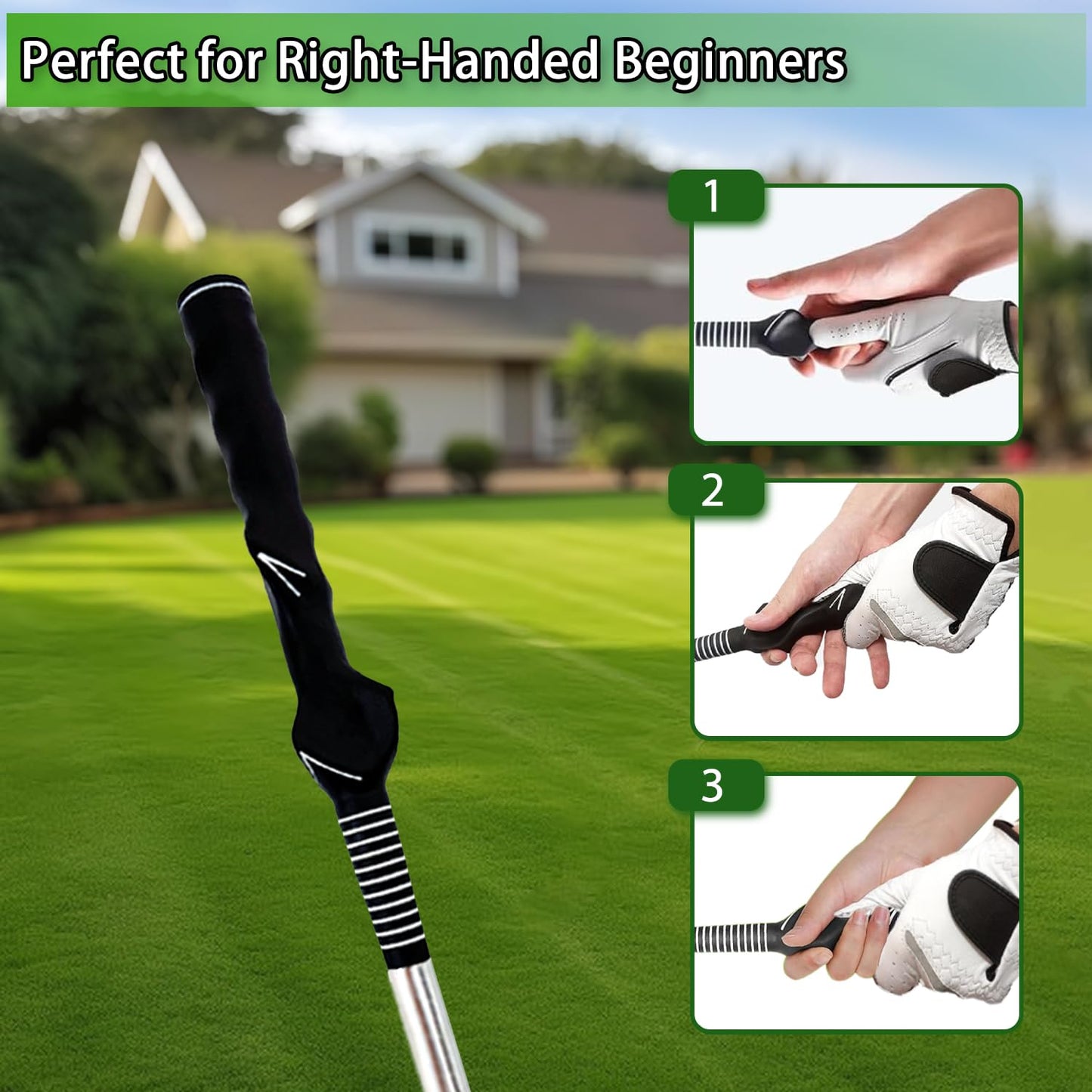 TRILVIX Retractable Golf Swing Training Aid, Portable Grip Trainer with Click Feedback for Right-Handed Golfers, Includes Arm Band, Strength & Tempo Trainer for Chipping, Indoor & Outdoor Practice