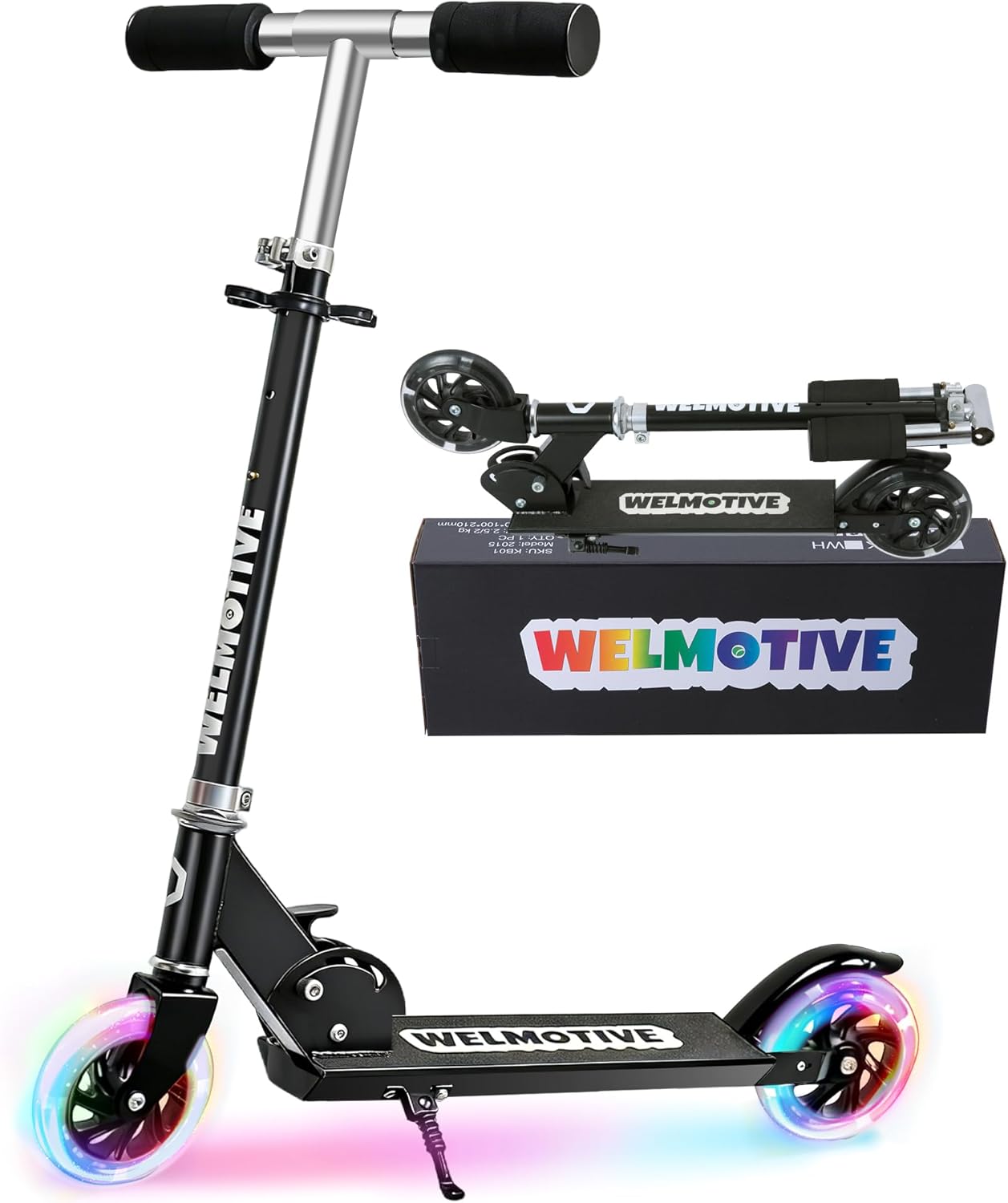 Skiennix Kick Scooter - Lightweight & Foldable Aluminum Frame | Adjustable Handlebars & Flashing Wheels for Kids 3+