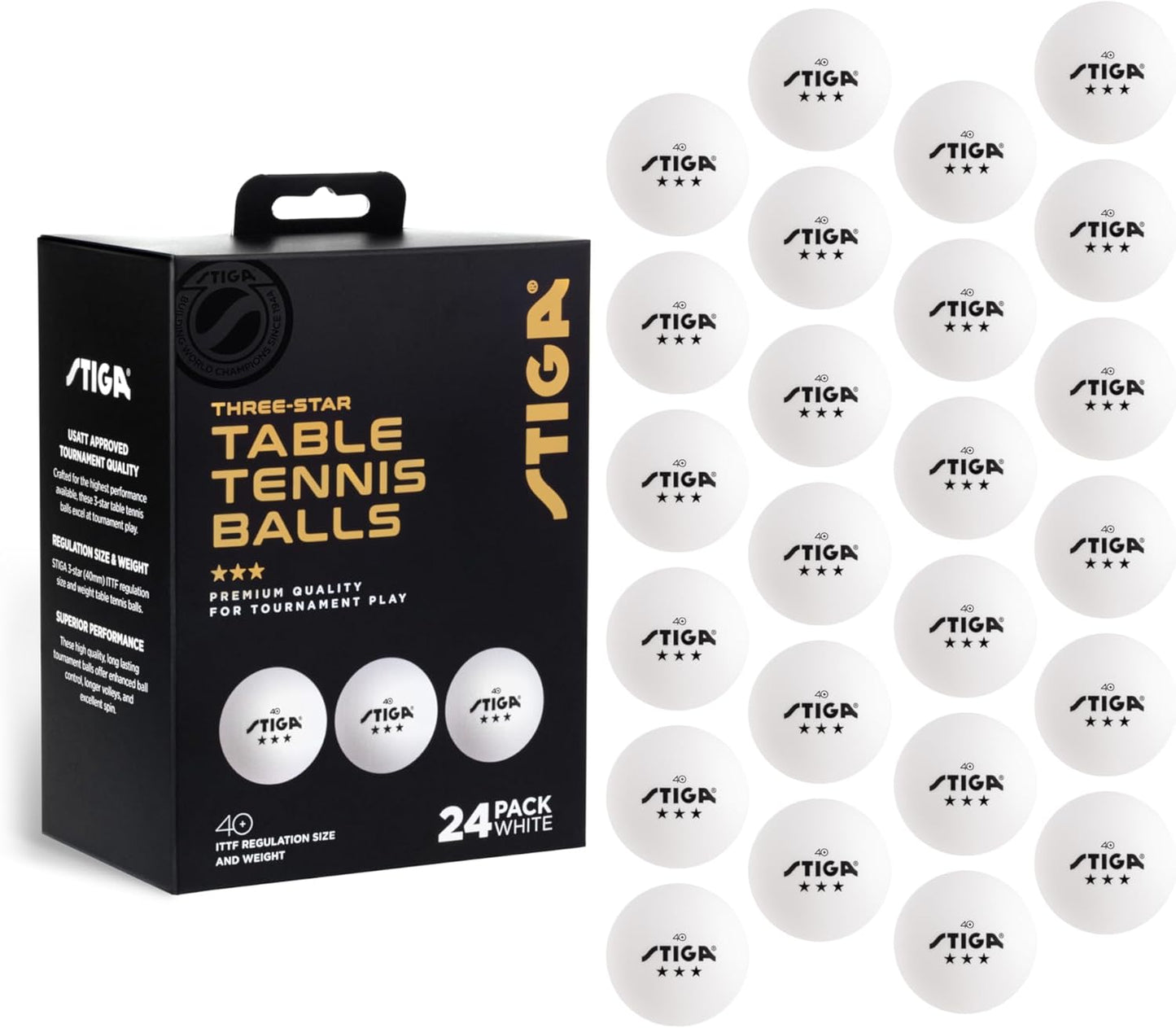 Stiga 3-Star Table Tennis Balls - High-Quality Performance | Perfect for Competitive Play