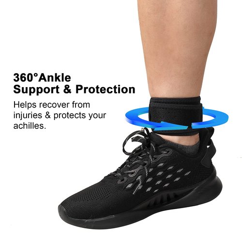Vigorwise Achilles Tendonitis Brace Adjustable Achilles Strap for Men & Women Breathable Ankle Brace for Achilles Pain, Running, Cycling, Hiking, Sports,One Size, Black, 2pcs