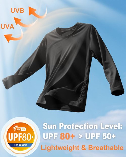 EKLENTSON Men's Long Sleeve UPF 80+ Sun Protection Swim Shirt - Quick Dry & Lightweight