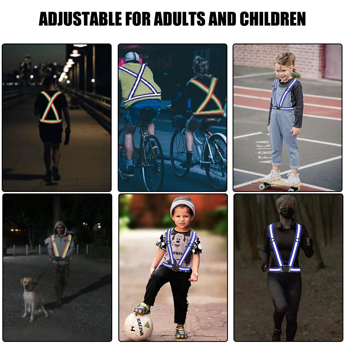 Reflective Vest 5 Pack, Blue Hi-Vis Safety Harness for Men, Women & Kids, Adjustable vest with 360 Silver Reflective for Security Guard, Event Staff, Law Enforcement Support, Crowd Control, Doorman