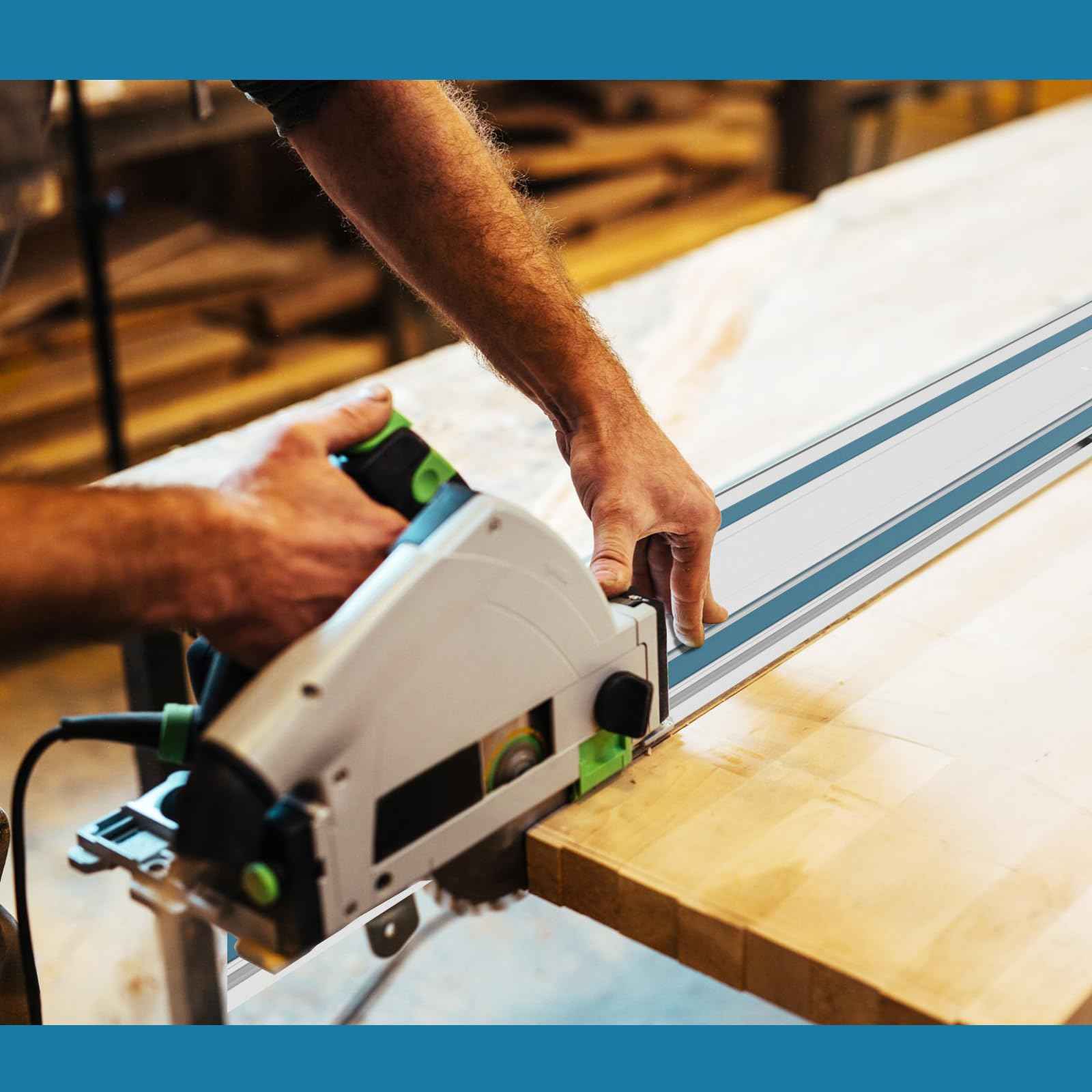 Barlezy 2PCS x 39" Track Saw Guide Rails Compatible with Makita Track Saw, Includes 2 Guide Rails, 2 Guide Rail Connectors & Guide Rail Splinter Guard Strip for Woodworking Longer Cuts, Sliver