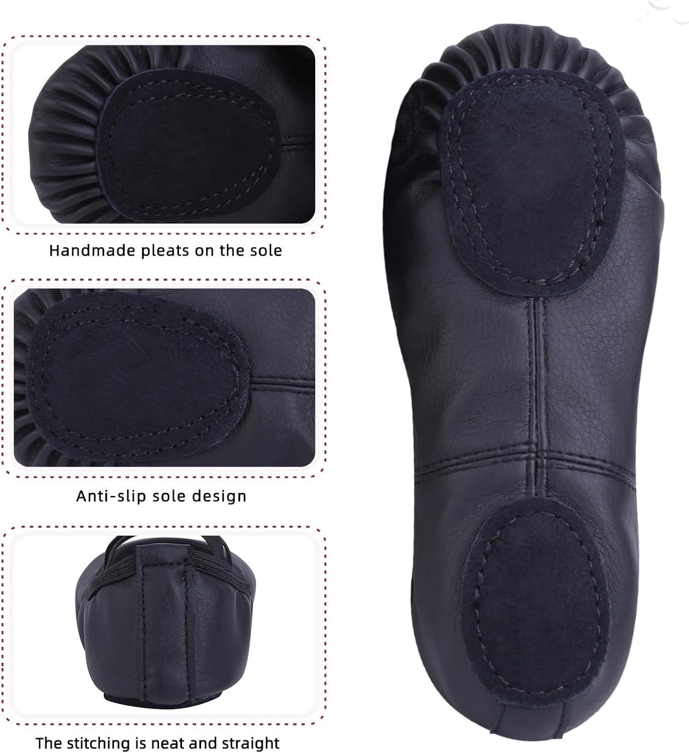 Skiennix Girls Ballet Shoes - Soft Leather Slippers for Toddlers, Little Kids & Big Kids