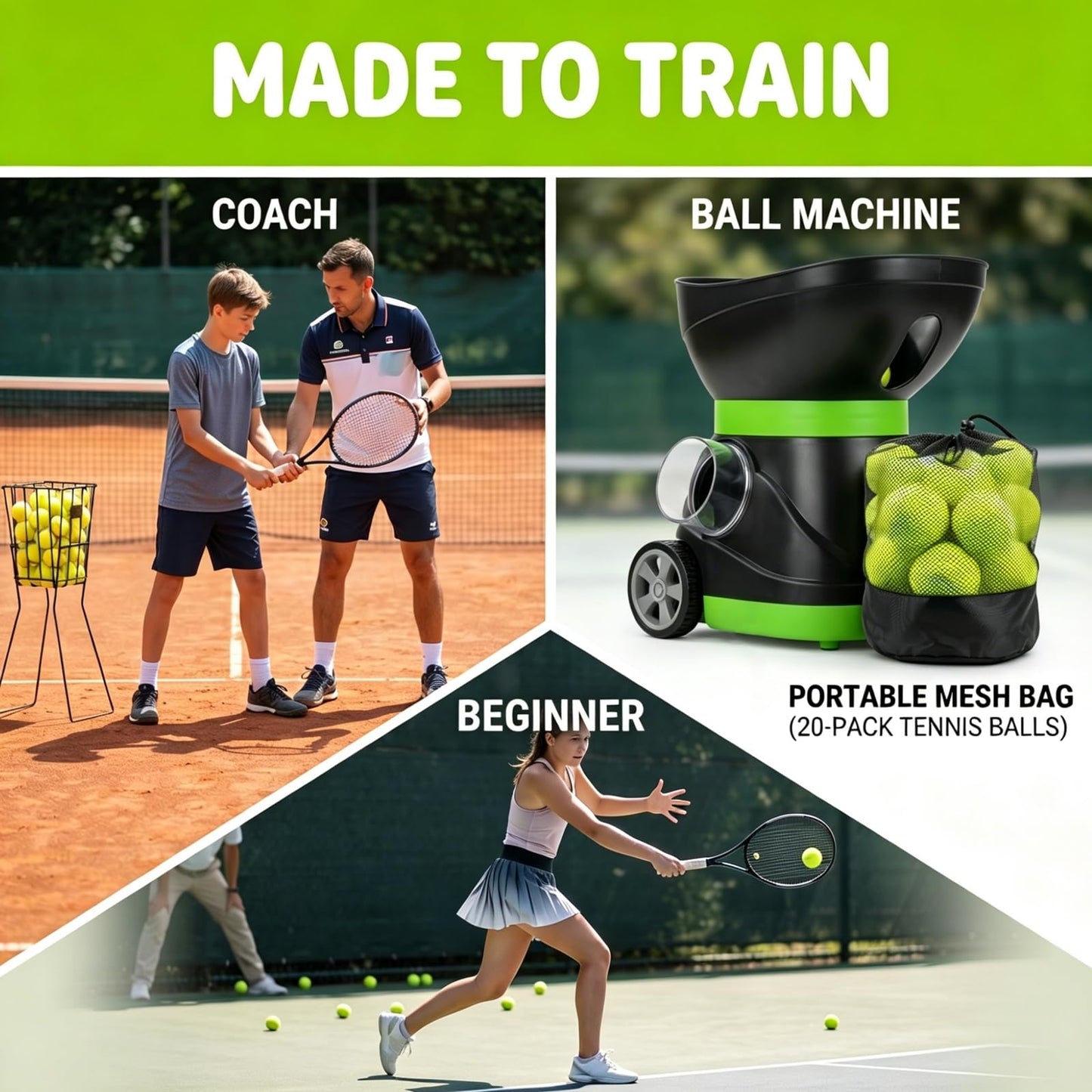 Tebery 20 Pack Advanced Training Tennis Balls, Practice Ball for Beginners with Mesh Bag, Pet Dog Playing Balls for Backyard Play, Exercise