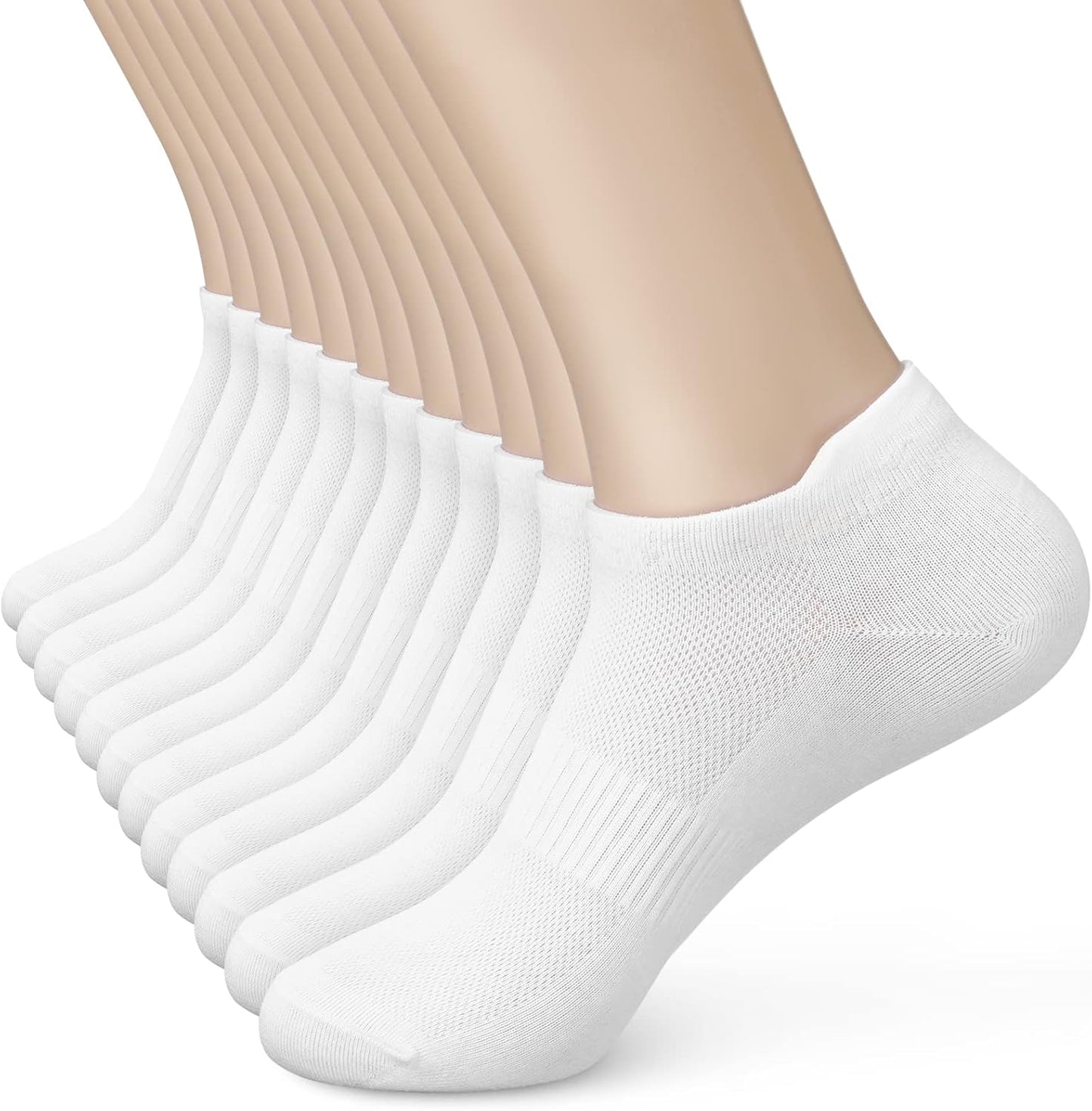 Sallking Women's Ankle Cotton Socks - Soft, Low Cut No Show Athletic Socks | 6 Pairs in White