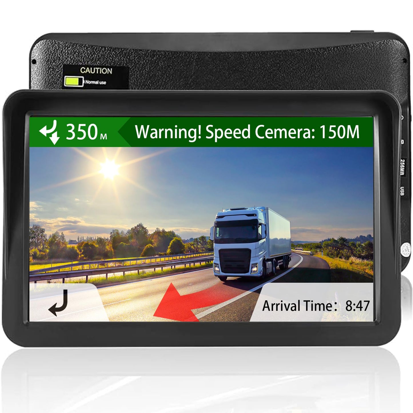 GPS Navigator for Car, Truck GPS 9 Inch Touch Screen, Latest 2025 Maps for Car GPS, RV GPS Support Voice Turn-by-Turn Guidance, Speed and Red Light Warning, Custom Truck Routing