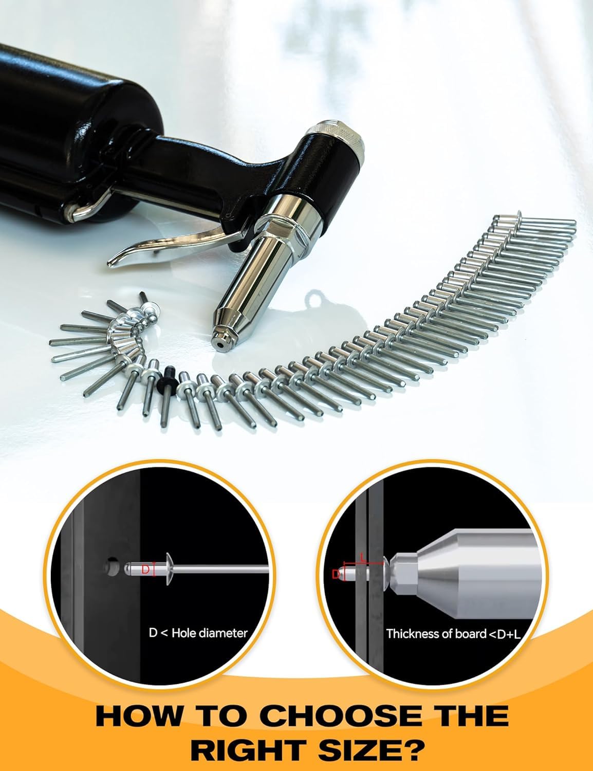 250 PCs 1/8'' x 1/2''Aluminum Blind Rivets, Pack of 250 CT 3.2mm x 13mm Pop Rivets with Aluminum Grip and Steel Mandrel