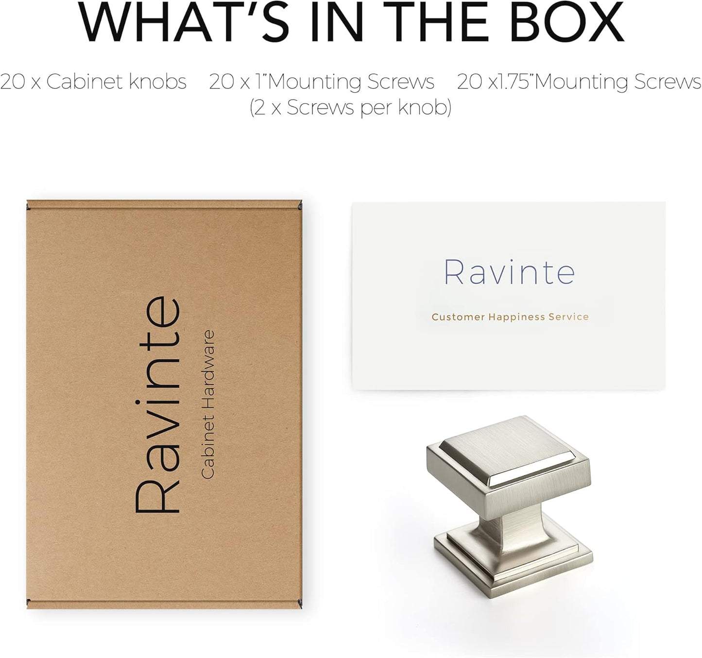 30 Pack Matte Black Square Kitchen Cabinet Knobs - Modern Zinc Drawer Pulls & Handles