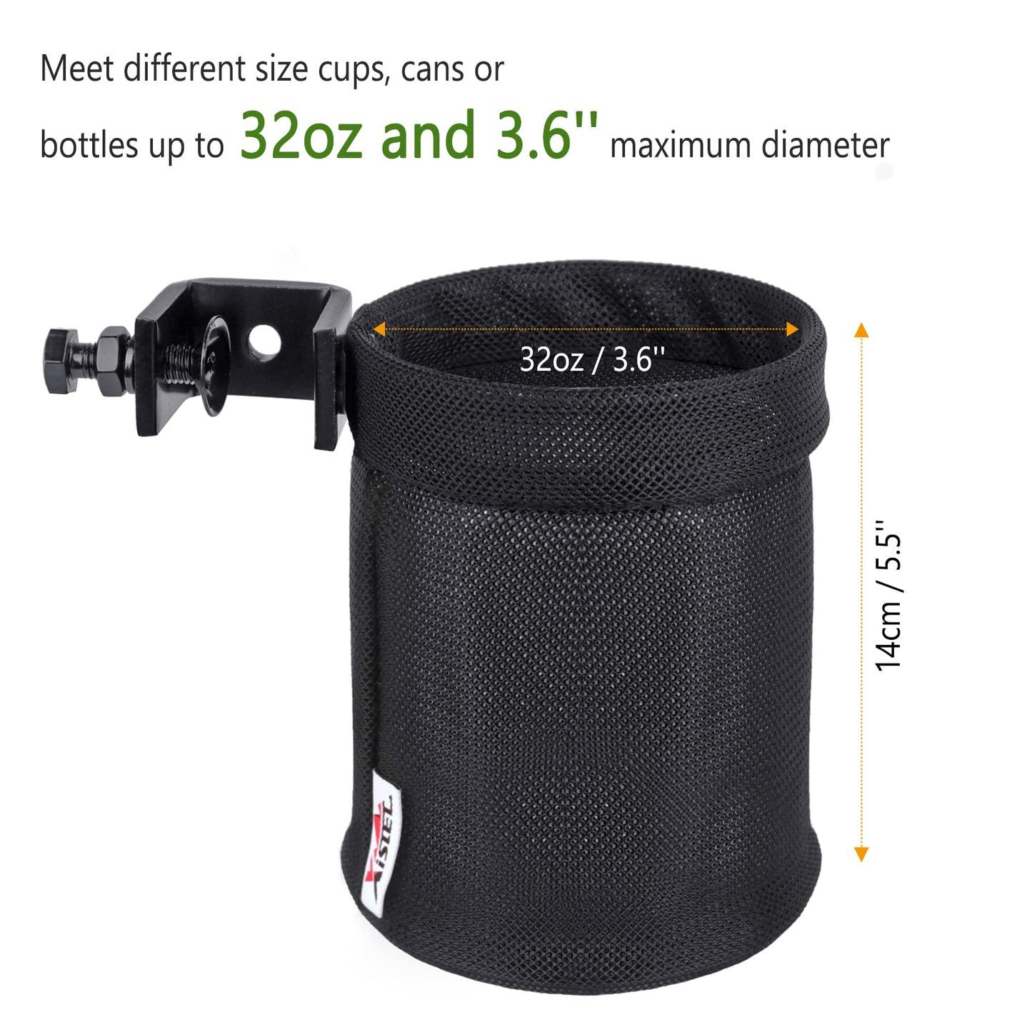Xislet Set of 2 No-Drilling Required Golf Cart Universal Cup Holder Compatible with 0.75"-1.0" EZ-GO Zone Cart Square Tube Mount Club Cart Water Bottle Drink Holder (2)
