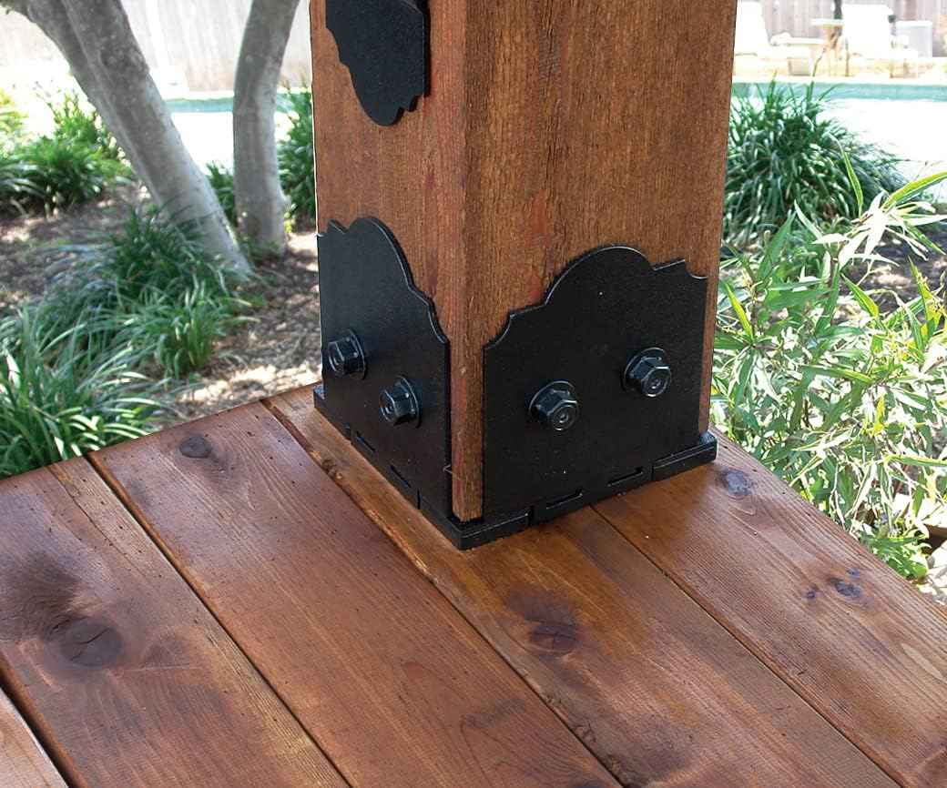 Ozco Laredo Sunset Lite 6x6 Post Base Kit - Galvanized Steel with Decorative Plates & Screws