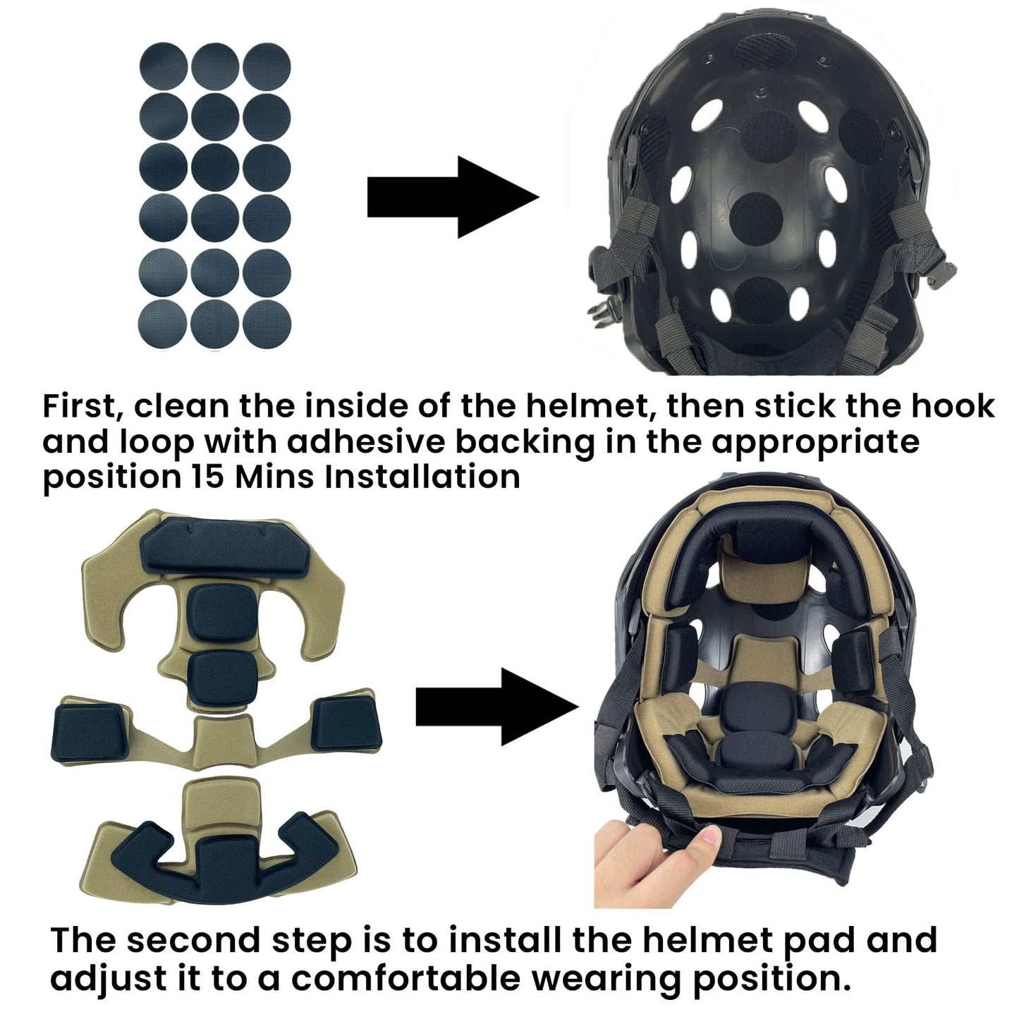 Tactical Helmet Protective Pads, Universal Replacement Memory Foam Helmet Padding Inserts, Shock Absorbing Cushion Kit for Fast/ACH/MICH/USMC/PASGT/Maritime Helmets