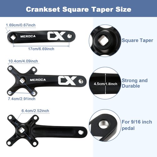 PETCHOR Square Taper Crankset MTB, Mountain Bike Single Speed Crankset, Bicycle Crank Arm Set 170mm 104BCD, 32T Chainring & Bolts