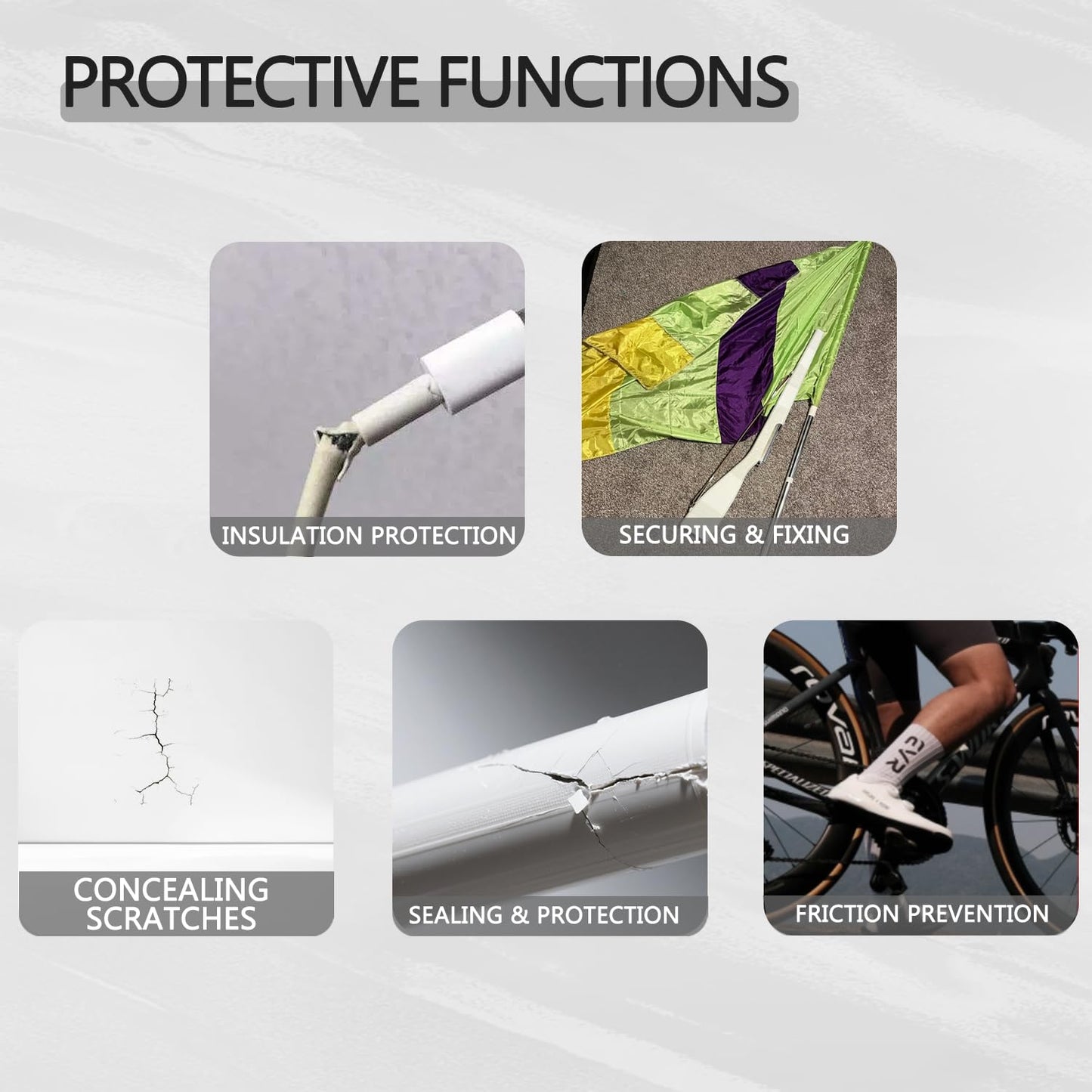 SWRT 6 Pack White Electrical Tape Waterproof, 0.7 in x 66 FT High Temp Electric Tape Under 600V for All Weather - UV Protection - Flame Retardant