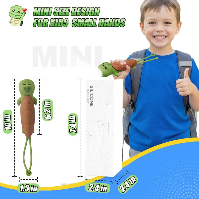 Tremdwoto Toddler Flashlight, Cute Turtle Kids Flashlight for Boys & Girls, Rechargeable LED Flashlight for Camping & Outdoor Adventures, Ideal Birthday Gift for Children