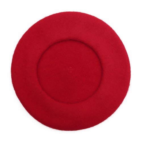 ZLYC Wool Kids Beret Hat Girls Solid Color Artist French Beret Cap, Traditional Red