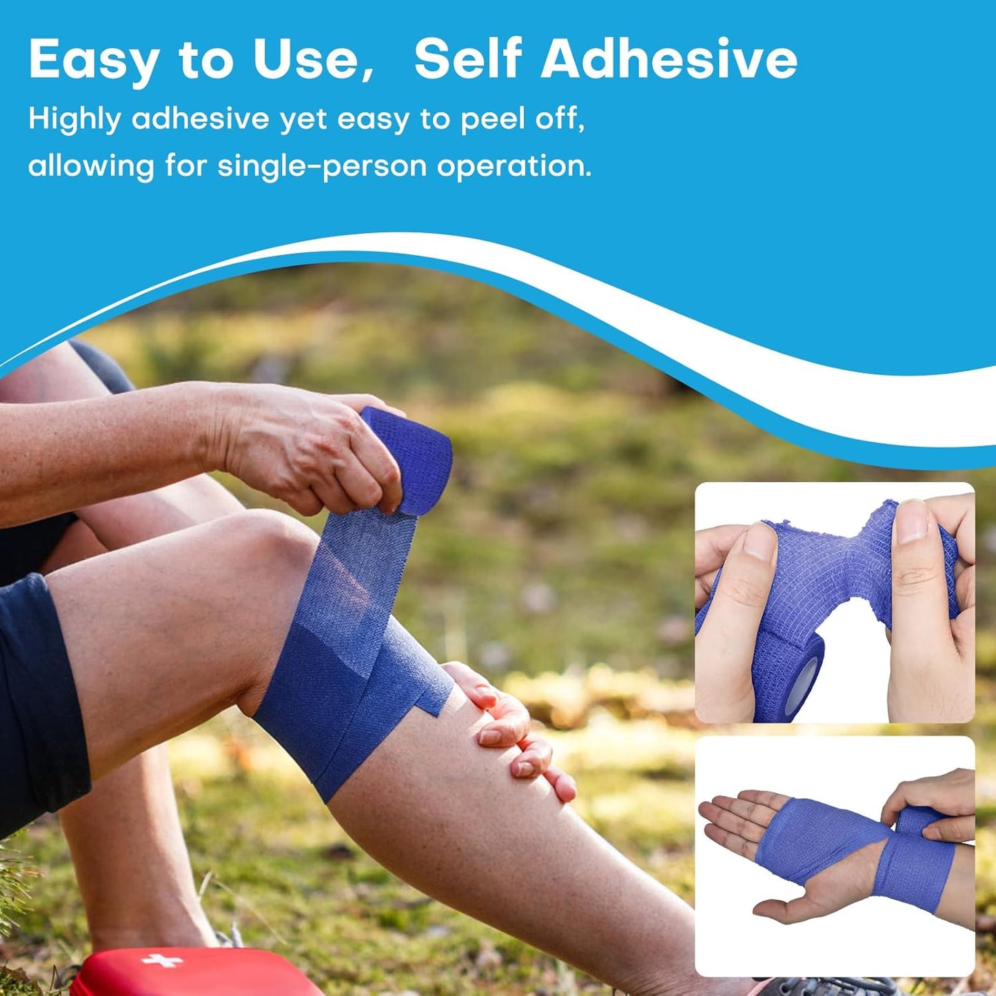 Skiennix Self-Adhesive Bandage Wrap - 2 Inch x 5 Yards, 6 Pack Skin Color Athletic Tape for First Aid & Injury Support