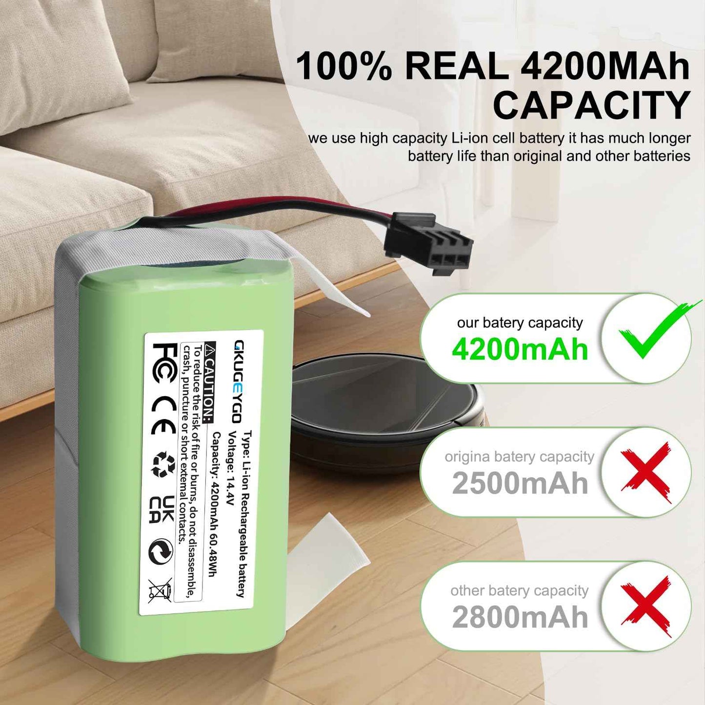 GKUGEYGO N79S Vacuum Cleaner Replacement Battery for N79S N79 DN622 500 & RoboVac 11 11S 11S MAX 11C 12 15C 15CMAX 15T 15MAX 25C 30C 30 35C G30 G32PRO G10 Hybrid