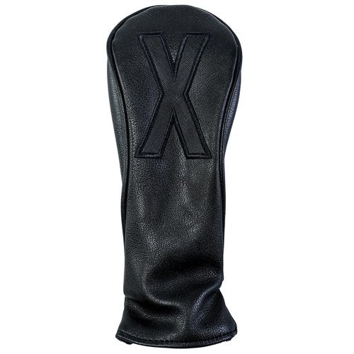 Golf Club Covers – Blackout Leather Driver Headcover, Fairway Wood, 3 Wood, Hybrid, Fits Mallet Blade Putter Head Covers Alignment Stick Cover (Set)
