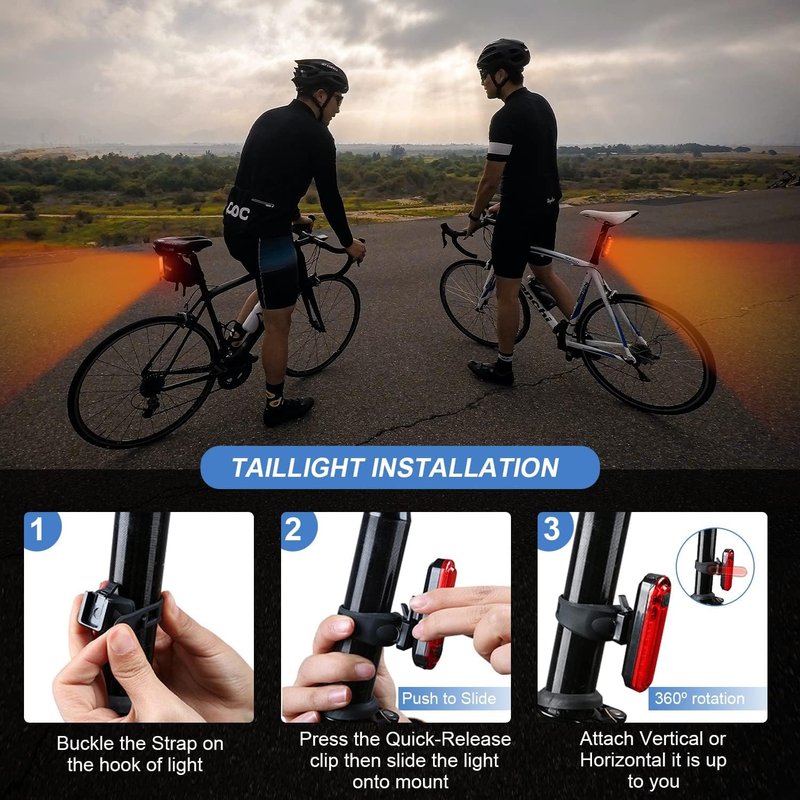 Bike Tail Light 5LED Bike Rear Light Rechargeable Bicycle TailLight Rear Cycling Safety Flashers Blinking 4 Modes (Set A)