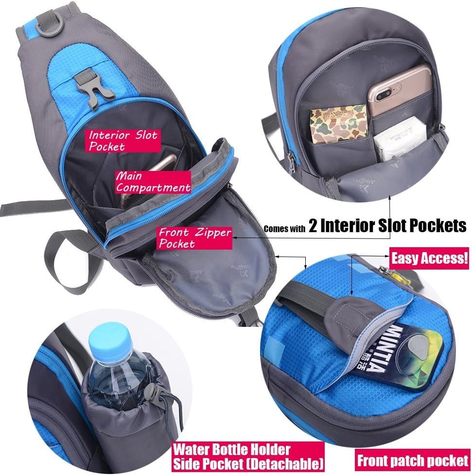 Peicees Crossbody Sling Backpack - Versatile Travel Daypack for Men & Women | Ideal for Gym & Biking
