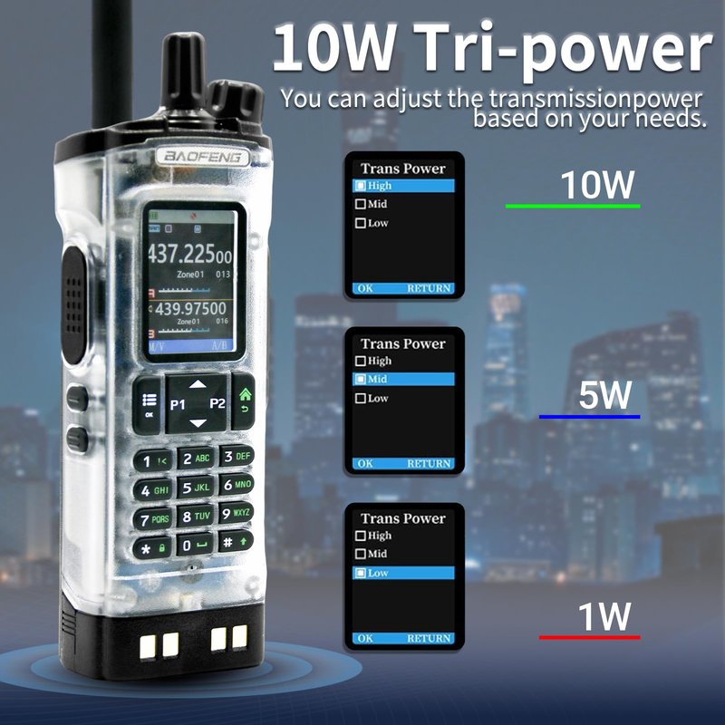 BAOFENG UV-32 10W Transparent Ham 2 Way Radio GPS One-Key Frequency Matching Writing Frequency APP Satellite Positioning Type-C UV32(1PC) (1)