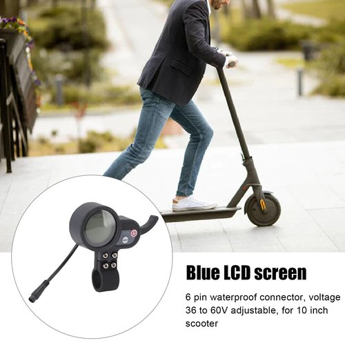 Electric Scooter LCD Display Panel 36 to 60V ABS Blue Screen Control Panel with 6 Pin Connector
