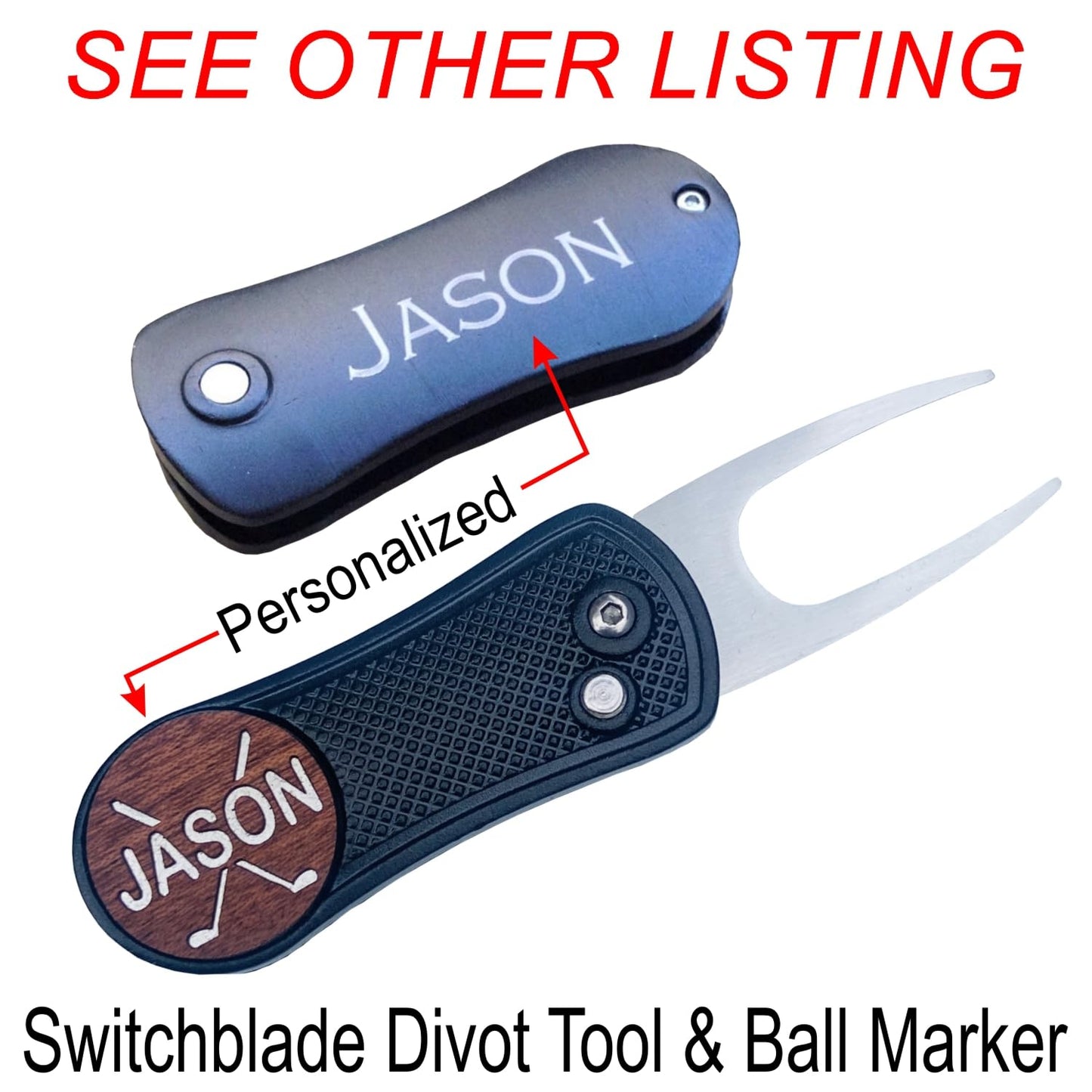Golf Ball Marker Divot Repair Tool Personalized Custom Engraved Gift Real Wood Markers | Golfer Accessories (DAD Golf Ball Marker)