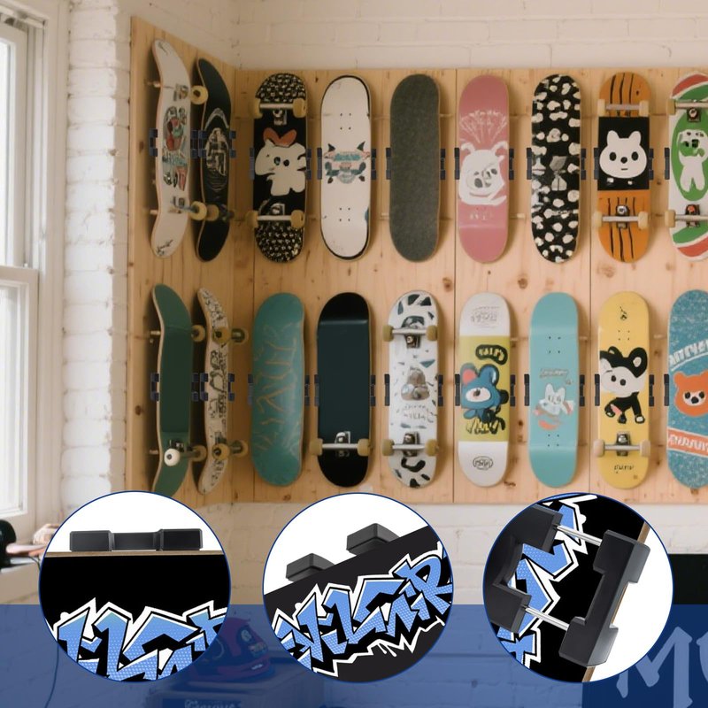 KCMOSGI Skateboard Wall Mount,360° Rotating Skateboard Wall Hanger,Universal Skateboard Decks Wall,Any Horizontal Angle,Suitable for Skateboard Lovers