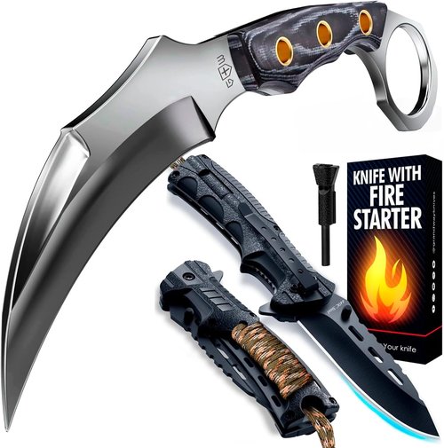 Grand Way Tactical Knife - Small Fixed Blade with Micarta Handle & Sheath | Ideal for Camping & Survival