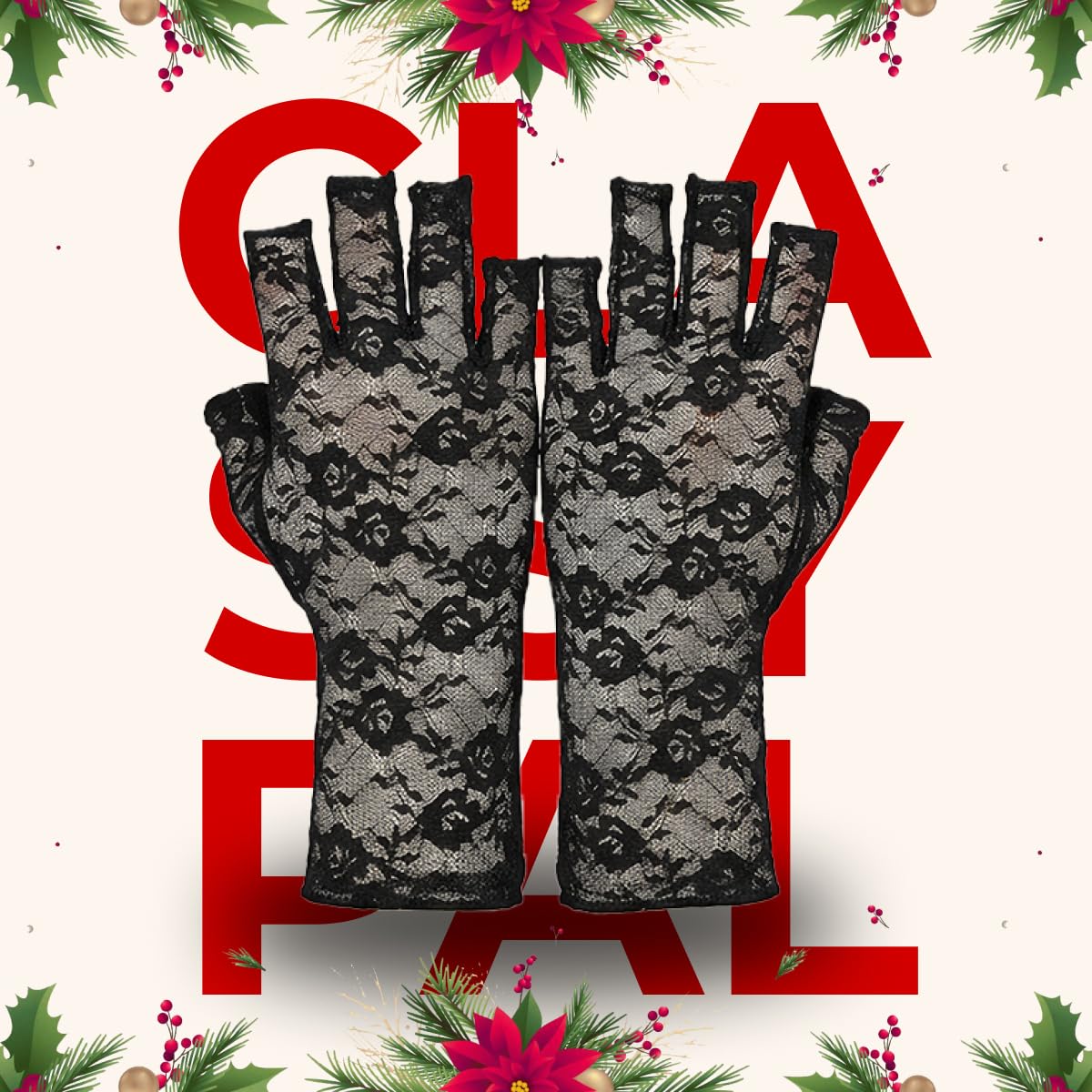Classy Pal Compression Gloves for Arthritis for Women & Men, Typing Gloves for Neuropathy Hand Pain Relief from Rheumatoid, Raynauds, Carpal Tunnel & Lymphedema, Fingerless, Comfy, Cotton (Lace, S)