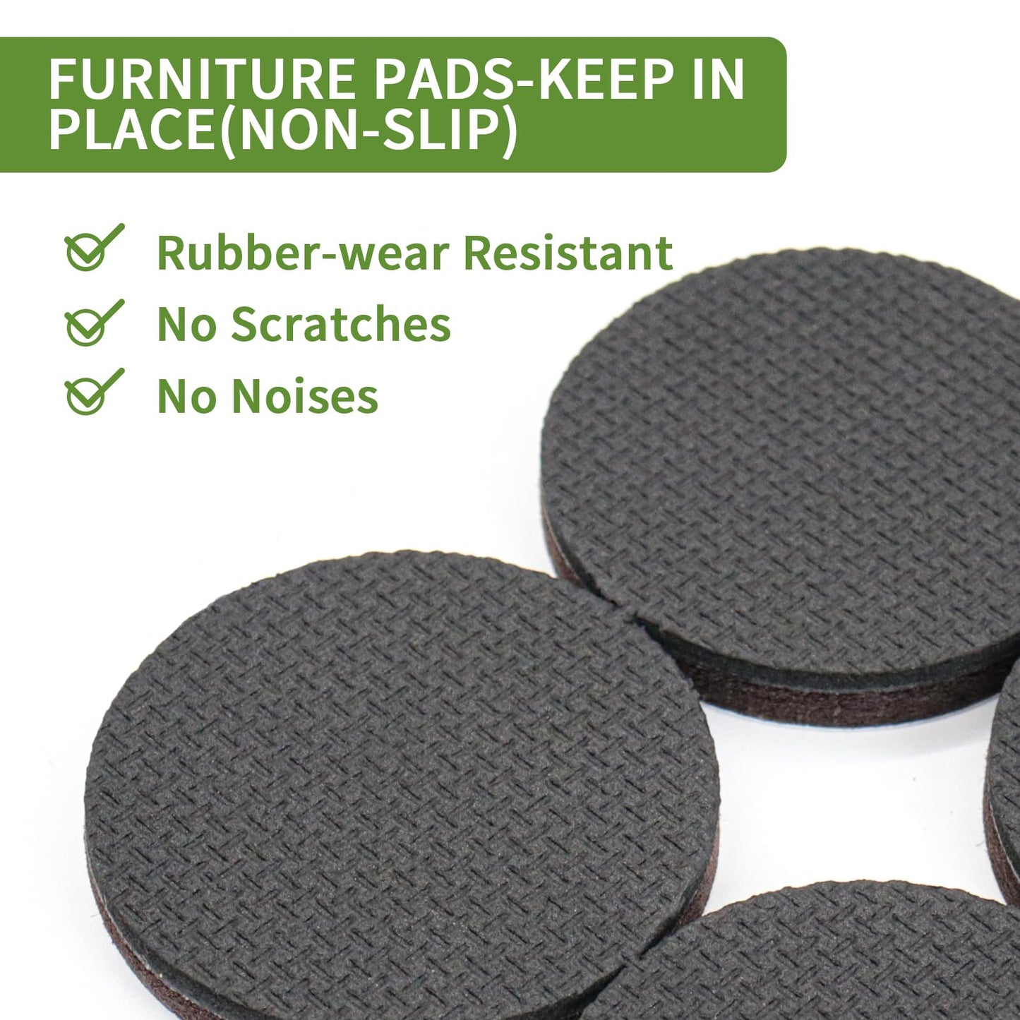 COVERCORNER Non Slip Furniture Pads 16 PCS 2'' Round - Anti Slip Furniture Pads - Self Adhesive Rubber Feet Furniture Feet - Chair Leg Floor Protectors - Keep Furniture in Place