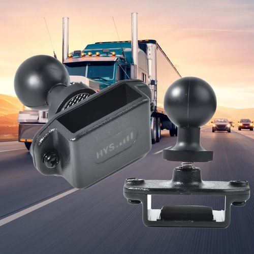 HYS Handheld Ham Radio&Mic with Belt Clip Single Side Radio Mount, CB Radio with Belt Clip Holder Mounting Kit with 1'' Ball Mount Adapter Compatible with RAM Mounts B Size Double Socket Arm