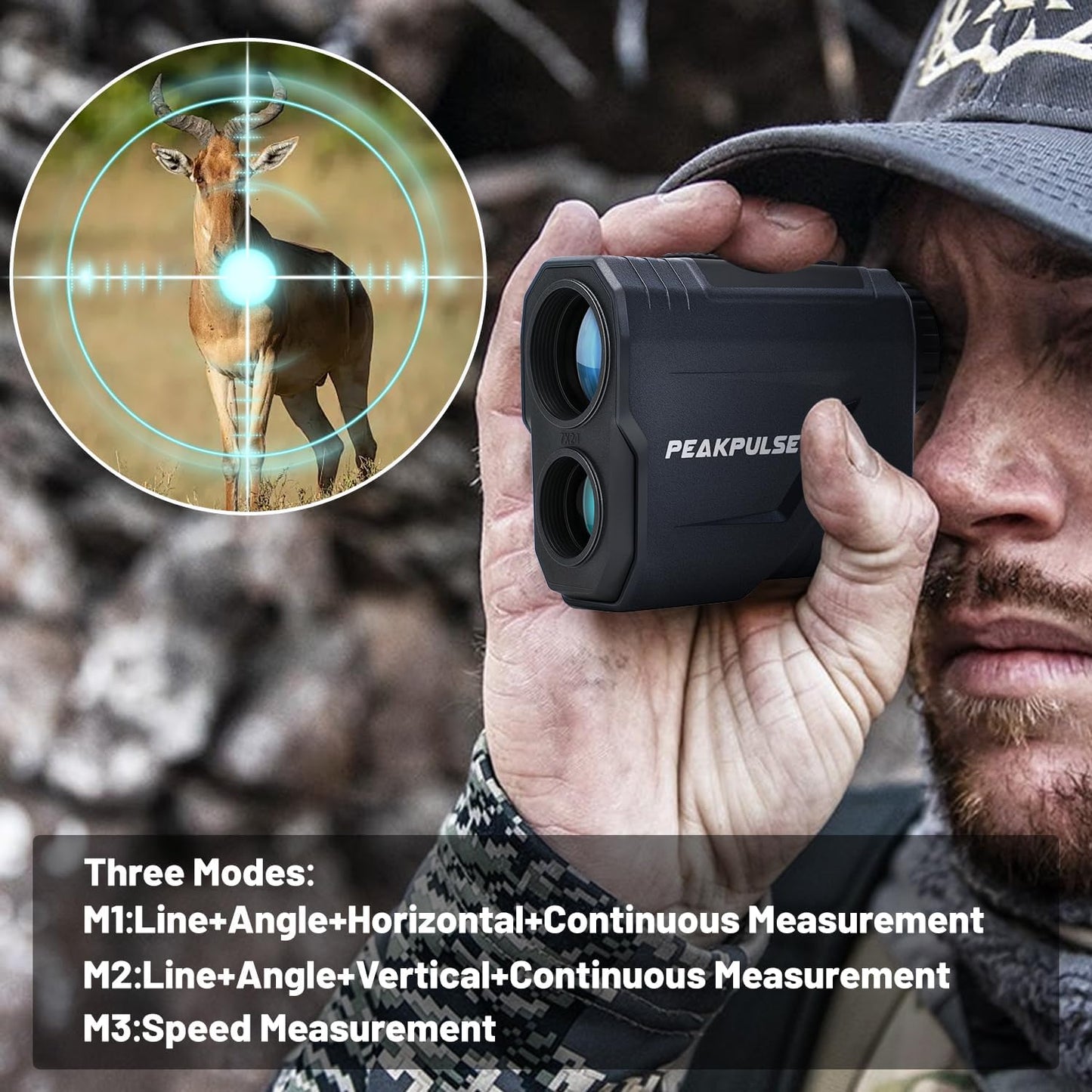 PEAKPULSE Hunting Range Finder - 1700 Yards Rangefinder with 7X Magnification & Rechargeable Battery