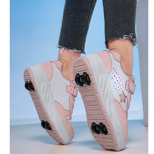 YUNICUS Roller Shoes Girls Boys Wheel Kids Roller Skates Shoes Four Wheel for Kids for Children (S900Pink,36)