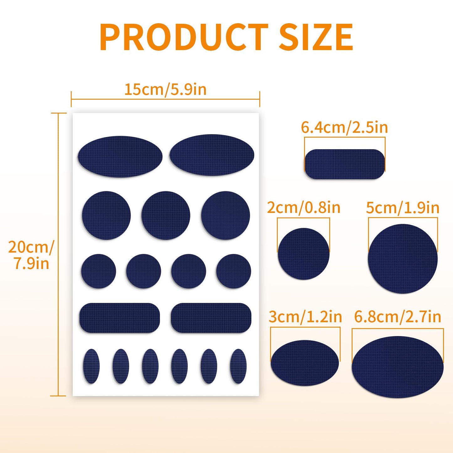 Skystuff Self-Adhesive Fabric Repair Patches, 51pcs Nylon Tent Repair Kit, Waterproof Heavy Duty Tape for Down Jacket, Sleeping Bag, Clothes, Instant Fix for Outdoor Gear, Dark Blue