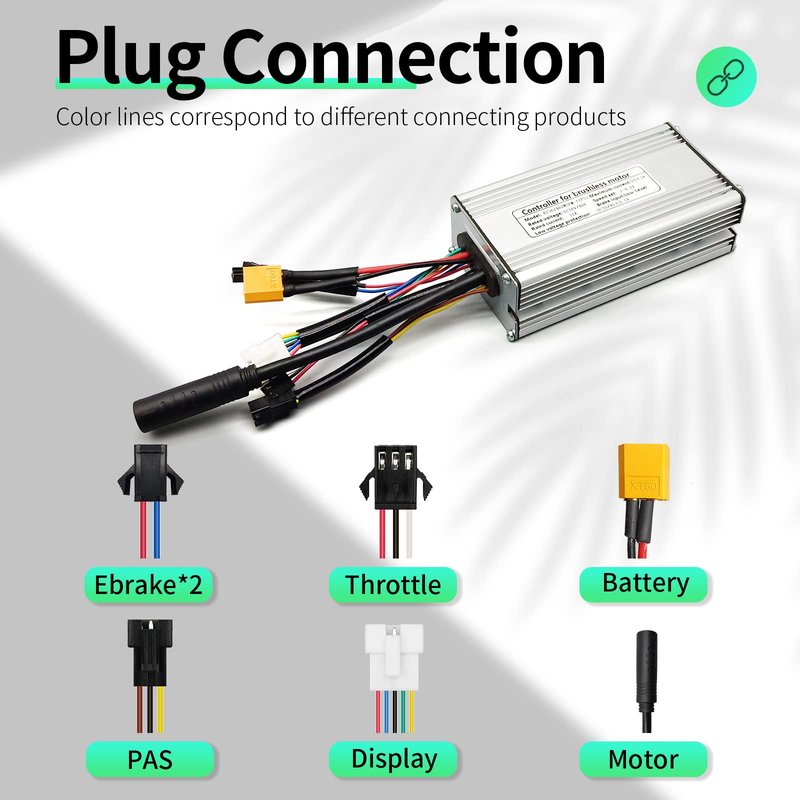 MUSELK EBike Controller KT（KUNTENG 36V/48V KT22A 9Tub Brushless DC Square Wave Controller fit 500W with Hall Hub Motor Electric Bicycle Modification Accessories, Large, red