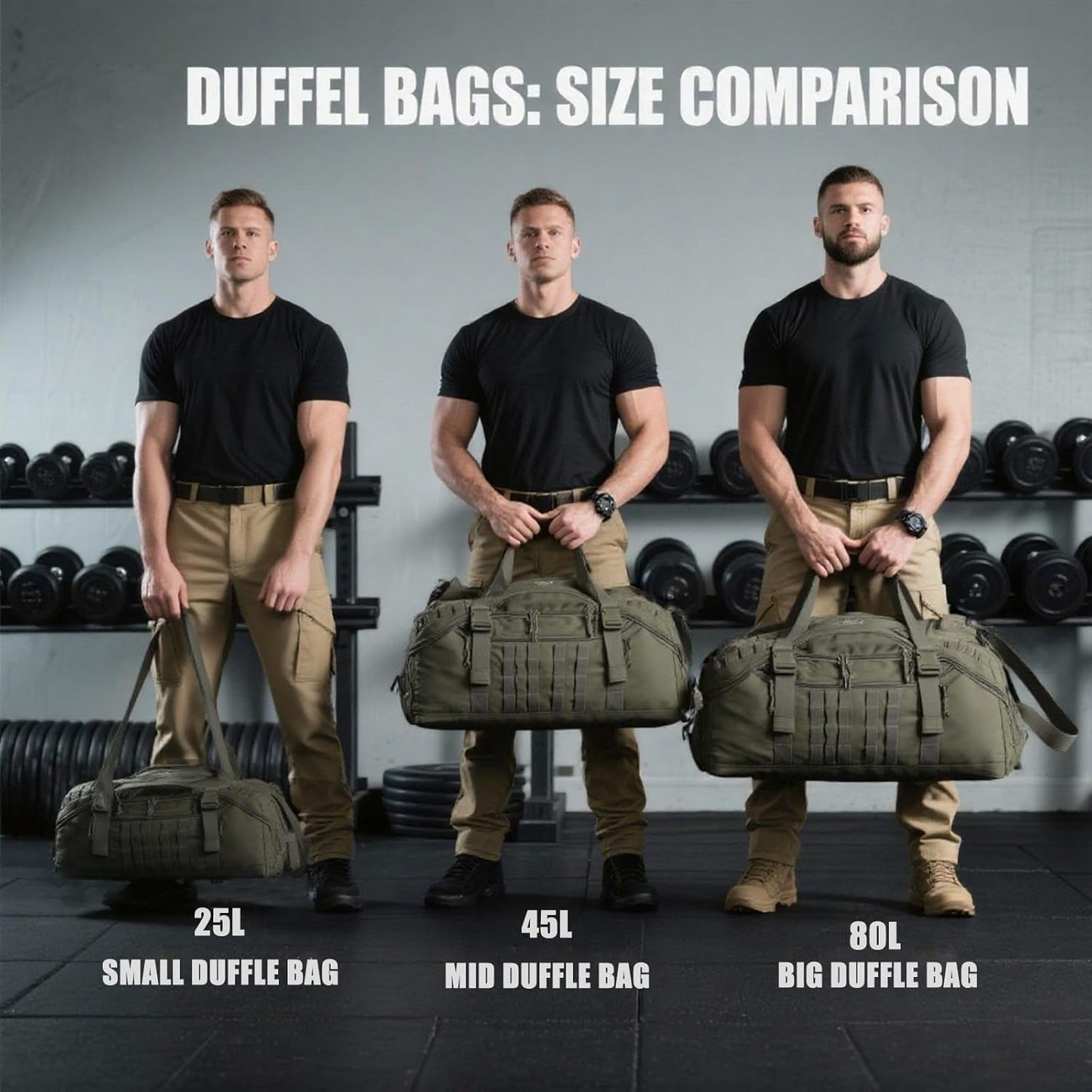 Miramrax Travel Duffle Bag - Large Tactical Backpack for Men | 25L Gym & Overnight Bag (Green)