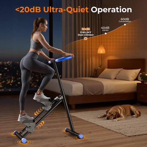 OWLSKY Stair Stepper for Home, Vertical Climber Exercise Machine with Stable Triangular Frame, LCD Monitor, Smooth & Quiet Motion, Full Body Workout Equipment, Supports 330 LBS
