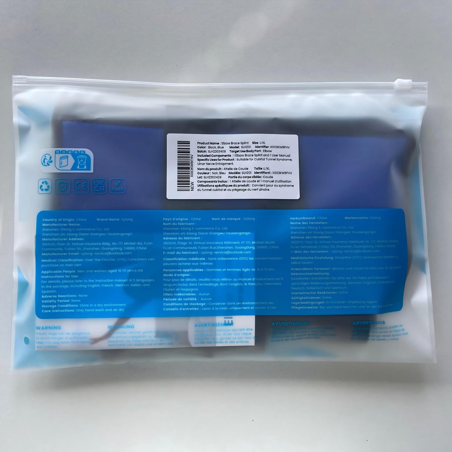 Elbow Brace for Ulnar Nerve Cubital Tunnel Syndrome for Women and Men, Arm Splint Left & Right Elbow Support Immobiliser for Straighten Arms to prevent Elbow Bending While Sleeping - L