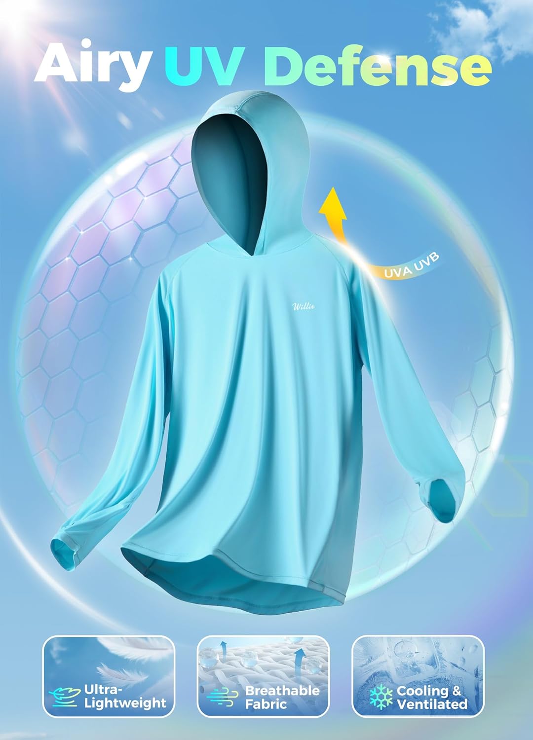 Willit Women's UPF 50+ Sun Protection Hoodie - Lightweight Long Sleeve SPF Shirt for Hiking & Fishing