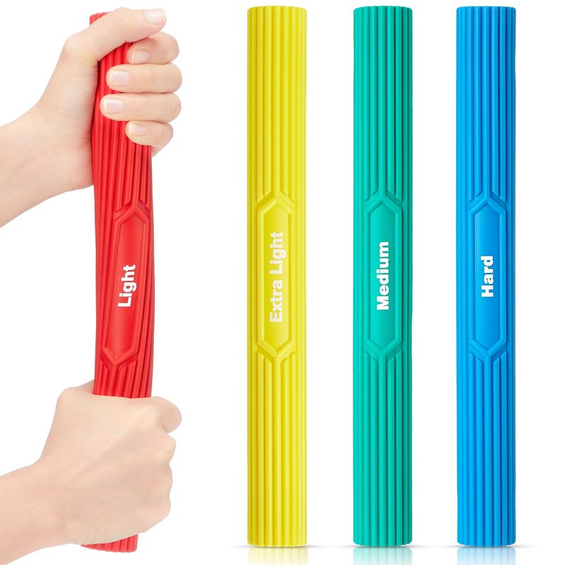 Silipull 4 Pcs Flexible Resistance Therapy Bars Twist Grips,Flexible bar Twist and Bend Resistance Bar for Therapy,Tennis Elbow, Golfer's Elbow(Pastel Color)
