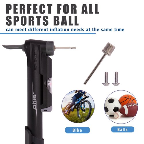 GIYO Mini Bike Pump, Portable Compact Bicycle Pump with Pressure Gauge, Tire Repair Kit, Perfect for Presta & Schrader Frame Mount for Road, Mountain & BMX Cycling, Ball Pump with Needle 120 PSI