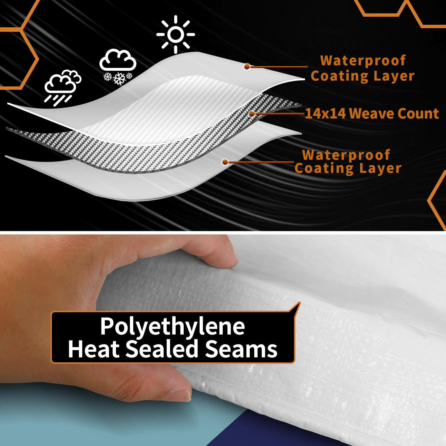 CAMPMAC White Heavy Dut Waterproof Tarp 4' x 6', 10 Mil Thick, High Durability, Rip and Tear Resistant with Metal Grommets Every 20 Inches