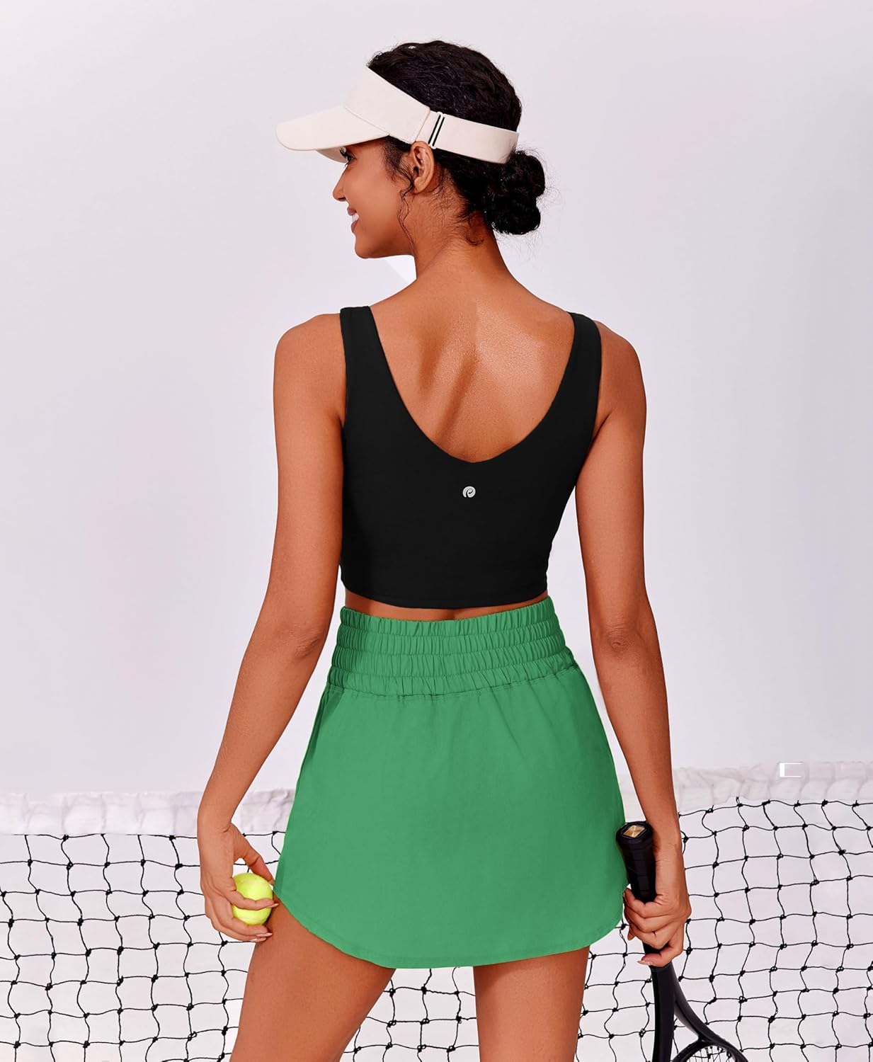 PINSPARK Golf Skirts for Women - High Elastic Waist Athletic Skort with 2 Pockets | Curved Hem Tennis & Pickleball Workout