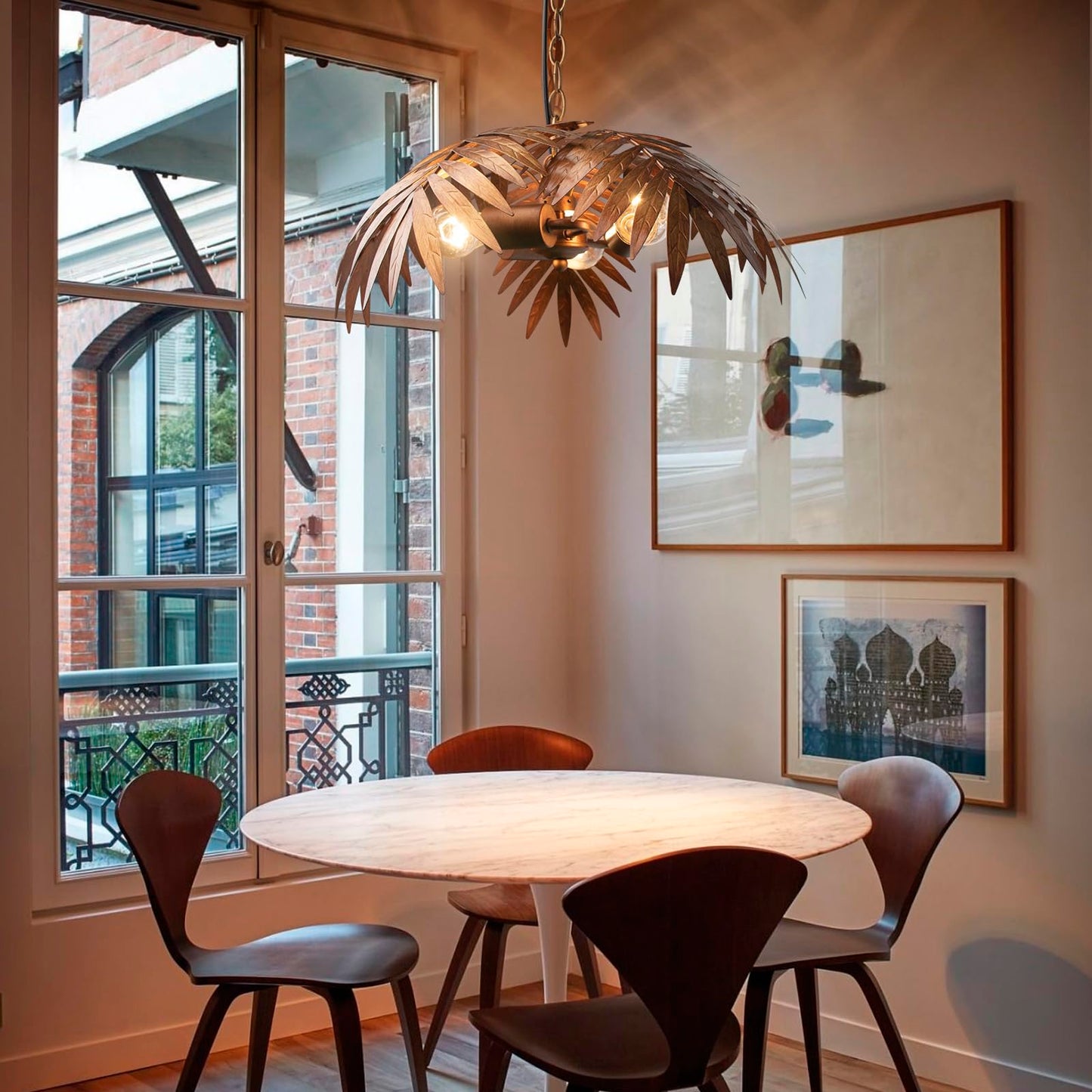 JCPYIUL Vintage Adjustable Tropical Coconut Tree Chandelier Rustic Leaves Pendant Light Palm Coconut Trees Creative Art for Bedroom Hallway Bar Kitchen Hanging Lighting Fixture